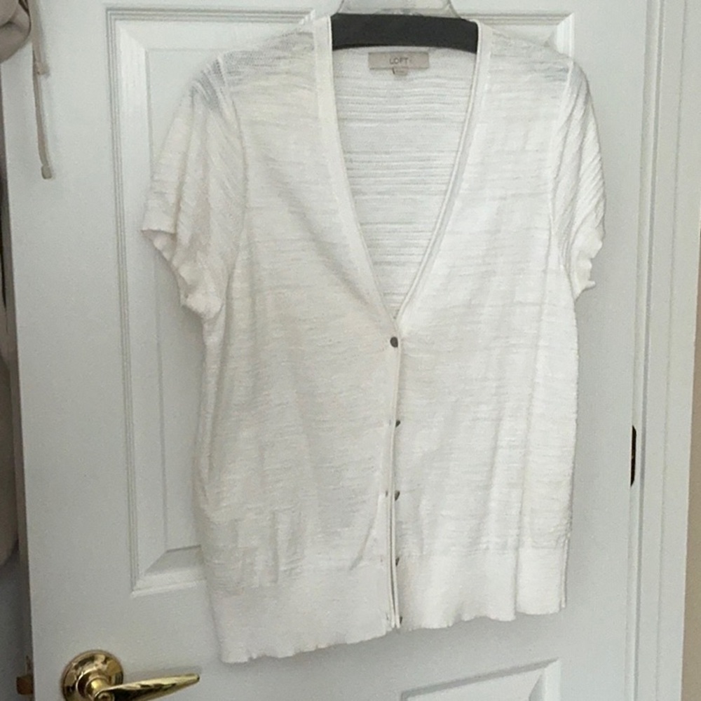 LOFT Ivory Button-Up Cardigan